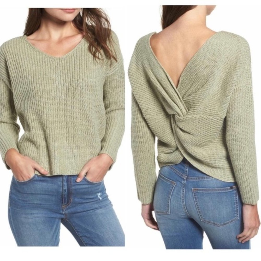 ASTR The Label: Sage Twist Back Chunky Knit Sweater Top